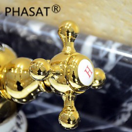 Deck Mounted Two Handles One Hole with Ti-PVD Kitchen Tap