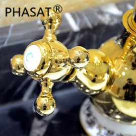 Deck Mounted Two Handles One Hole with Ti-PVD Kitchen Tap