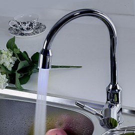 Kitchen Tap Contemporary LED Brass Chrome