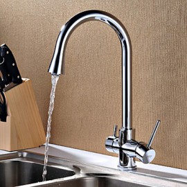 Deck Mounted Two Handles One Hole with Chrome Kitchen Tap