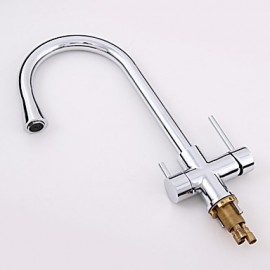 Deck Mounted Two Handles One Hole with Chrome Kitchen Tap