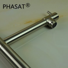 Personalized Contemporary Kitchen Tap Nickel Brushed Finish Single Handle LED Pull-out spout