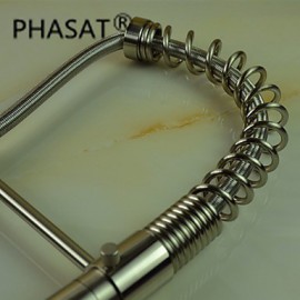 Personalized Contemporary Kitchen Tap Nickel Brushed Finish Single Handle LED Pull-out spout