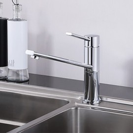 360 Turnable Spout Brass Chrome Single Handle Deck Mounted Countertop Kitchen Sink Tap Mixer