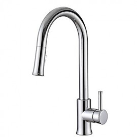 Traditional Solid Brass Single Handle Pull Down Kitchen Tap Chrome
