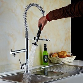 Solid Brass Single Handle Spring Pull Down Kitchen Tap