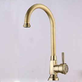 Deck Mounted Single Handle One Hole with Antique Brass Kitchen Tap
