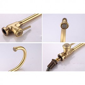 Deck Mounted Single Handle One Hole with Antique Brass Kitchen Tap