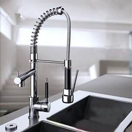 Pull Down Kitchen Sink Tap Swivel Spout Mixer Chrome Finish