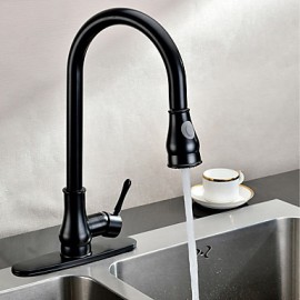 Personalized Kitchen Tap Antique Oil Rubbed Bronze Finish Solid Brass Single Handle Pull Out spray