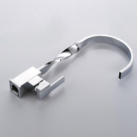 Contemporary Chrome Finish One Hole Single Handle Rotatable Kitchen Tap