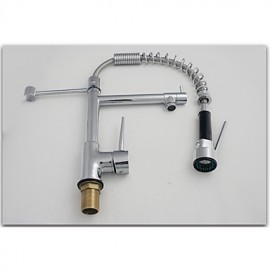Solid Brass Chrome Finish Deck Mounted Pull Down Kitchen Tap With Two Spray