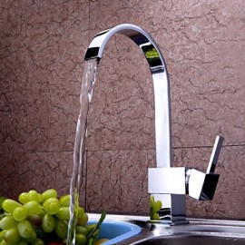Personalized Waterfal Kitchen Tap Contemporary Chrome Finish Brass Single Handle