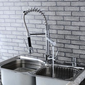Modern Single Brass Spring Kitchen Tap - Silver