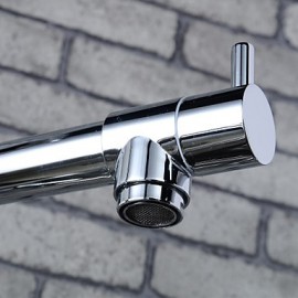 Modern Single Brass Spring Kitchen Tap - Silver
