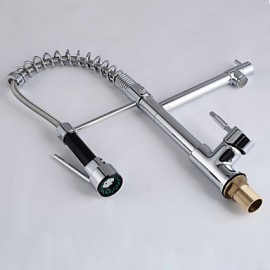 Modern Single Brass Spring Kitchen Tap - Silver