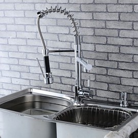 Modern Single Brass Spring Kitchen Tap - Silver