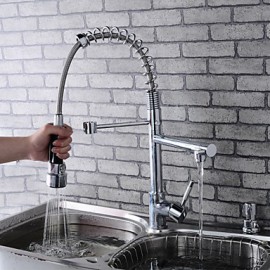 Modern Single Brass Spring Kitchen Tap - Silver