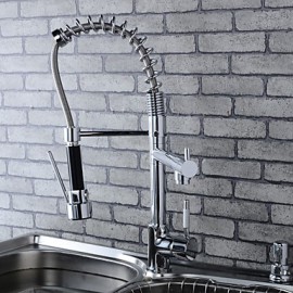 Modern Single Brass Spring Kitchen Tap - Silver
