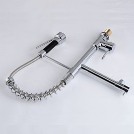 Modern Single Brass Spring Kitchen Tap - Silver