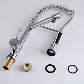 Modern Single Brass Spring Kitchen Tap - Silver