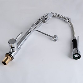 Modern Single Brass Spring Kitchen Tap - Silver