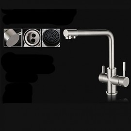 Deck Mounted Two Handles One Hole with Stainless Steel Kitchen Tap