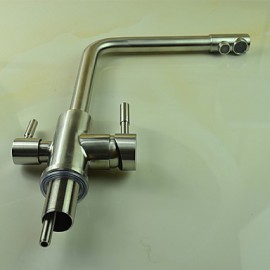 Deck Mounted Two Handles One Hole with Stainless Steel Kitchen Tap