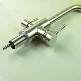 Deck Mounted Two Handles One Hole with Stainless Steel Kitchen Tap