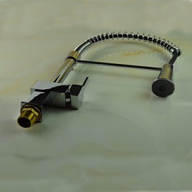 Single Handle Solid Brass Spring Pull Down Kitchen Tap - Chrome Finish