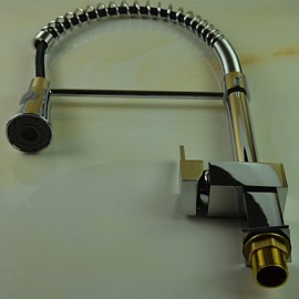 Single Handle Solid Brass Spring Pull Down Kitchen Tap - Chrome Finish