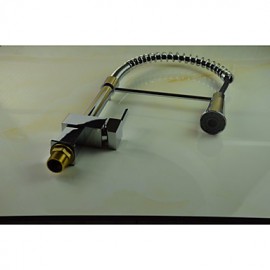 Single Handle Solid Brass Spring Pull Down Kitchen Tap - Chrome Finish