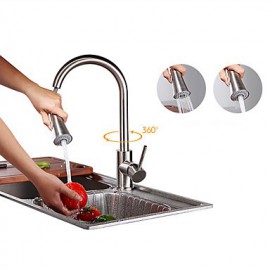 Kitchen Tap Traditional Pullout Spray Brass Nickel Brushed