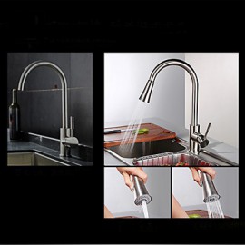 Kitchen Tap Traditional Pullout Spray Brass Nickel Brushed