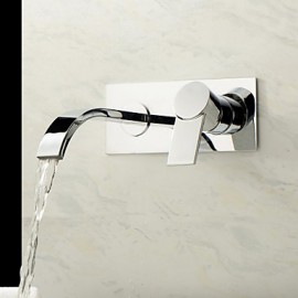 Wall Mounted Single Handle Two Holes in Chrome Bathroom Sink Tap