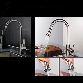 Kitchen Tap Traditional Pullout Spray Brass Nickel Brushed