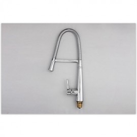 Solid Brass Chrome Finish Deck Mounted Single Handle Single Hole Pull Down Kitchen Tap