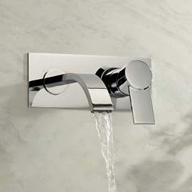Wall Mounted Single Handle Two Holes in Chrome Bathroom Sink Tap