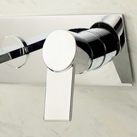 Wall Mounted Single Handle Two Holes in Chrome Bathroom Sink Tap