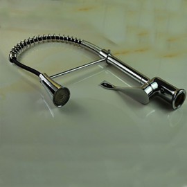 Contemporary Chrome Finish Single Handle Pull-Out LED Kitchen Tap with 3 Color Changing