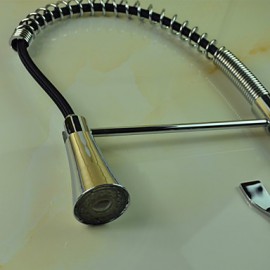 Contemporary Chrome Finish Single Handle Pull-Out LED Kitchen Tap with 3 Color Changing