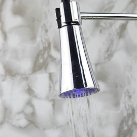 Contemporary Chrome Finish Single Handle Pull-Out LED Kitchen Tap with 3 Color Changing