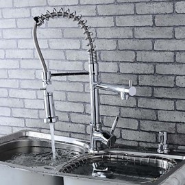 Stylish Chromed Brass Spring Kitchen Tap with Two Spouts- Silver