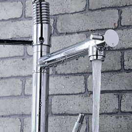 Stylish Chromed Brass Spring Kitchen Tap with Two Spouts- Silver