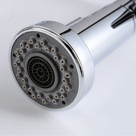 Stylish Chromed Brass Spring Kitchen Tap with Two Spouts- Silver