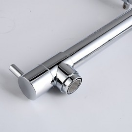 Stylish Chromed Brass Spring Kitchen Tap with Two Spouts- Silver