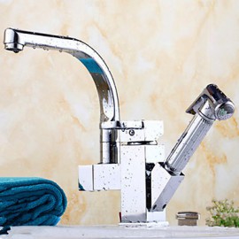 Centerset Contemporary Two Spouts Kitchen Tap(Chrome Finish)