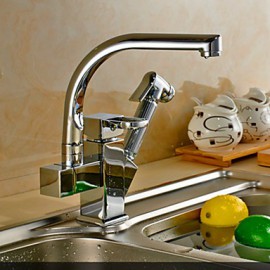 Centerset Contemporary Two Spouts Kitchen Tap(Chrome Finish)