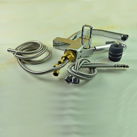 Centerset Contemporary Two Spouts Kitchen Tap(Chrome Finish)