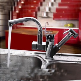 Centerset Contemporary Two Spouts Kitchen Tap(Chrome Finish)